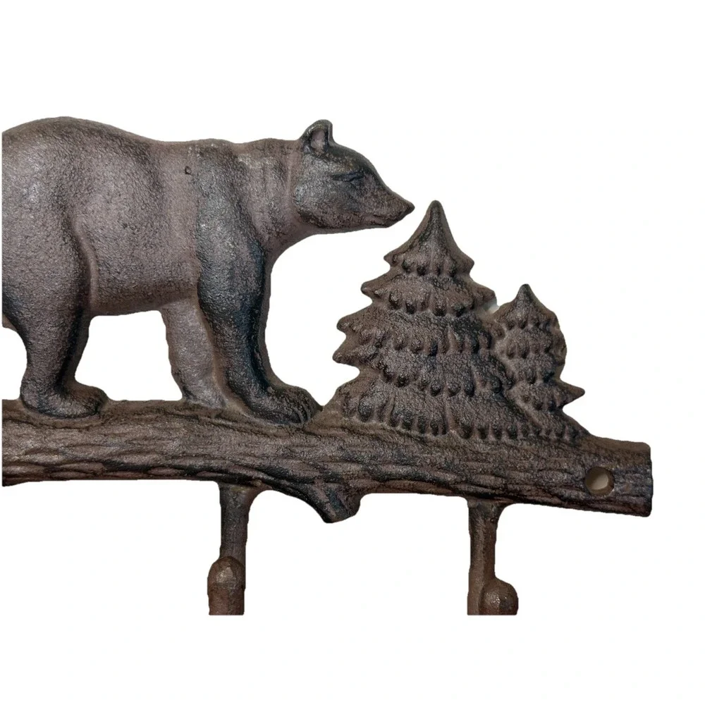 Cast Iron Bear Wall Key Rack‎ Holder 4 Hooks Coat Hook Home Decor